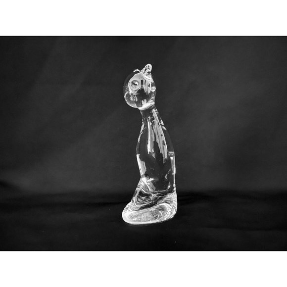 Vintage Pilgrim Glass Handmade Cat Figurine Clear Art Glass - Picture 10 of 12